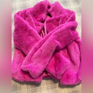 Allegra hot pink fuzzy jacket. Xs never worn